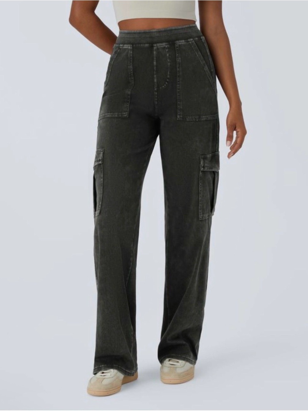 Halara Flex Mid Rise Pockets Straight Leg Casual Cargo Jeans